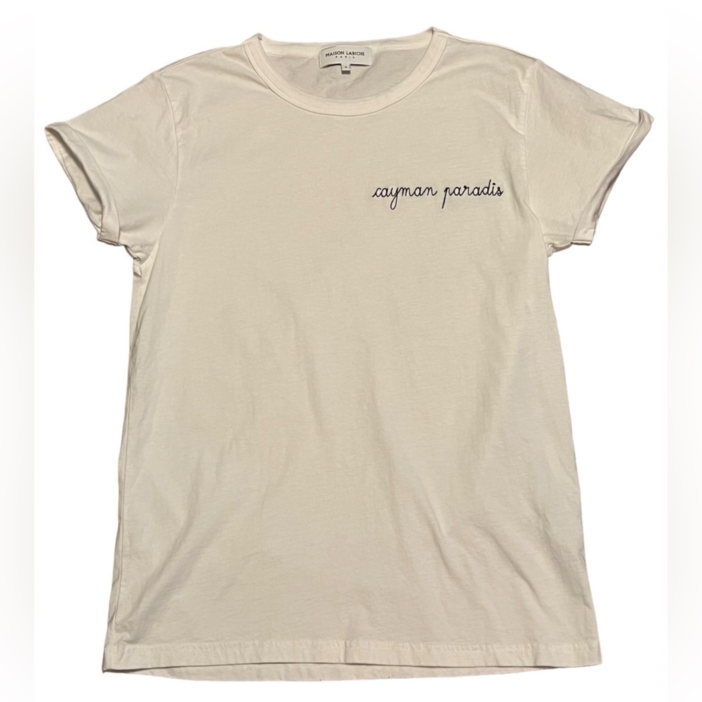 Maison Labiche Paris white crew neck cayman paradise t-shirt Made in Portugal